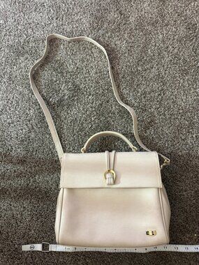 Liz Claiborne Cream Faux Lizard Top Handle Crossbody Satchel Bag Gold Hardware